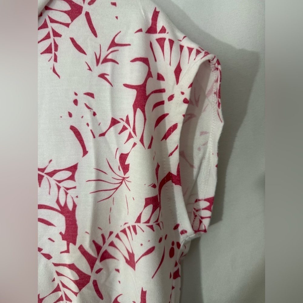 Jane‎ and Delancey Hoodie Tropical Leaf Hoodie Hi Low Hem White Pink Size Small - Picture 3 of 7